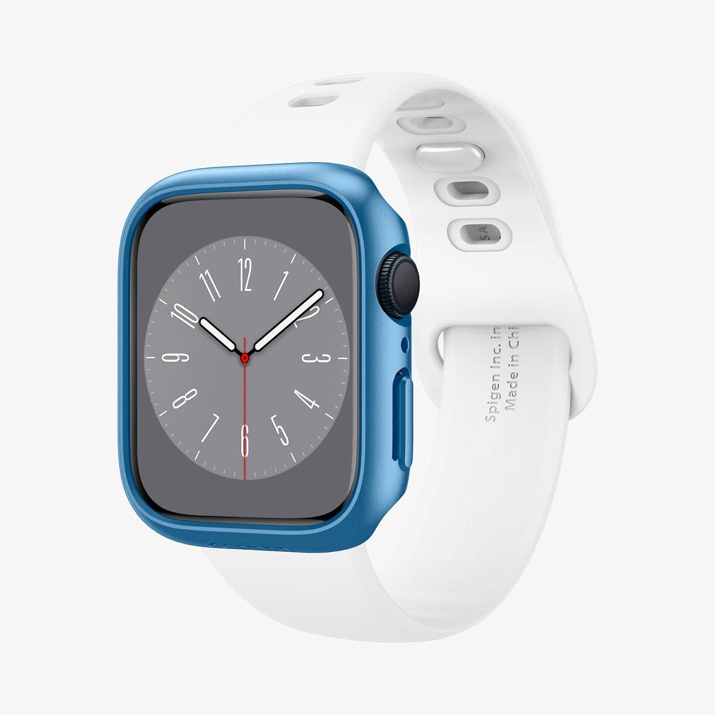 ACS04176 - Apple Watch Series (45mm) Case Thin Fit in metallic blue showing the front and inside of band