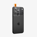 AGL10125 - iPhone 17 Pro Max Optik Pro EZ Fit Lens Protector in gray showing the back and partial side with ez fit tray on camera lens
