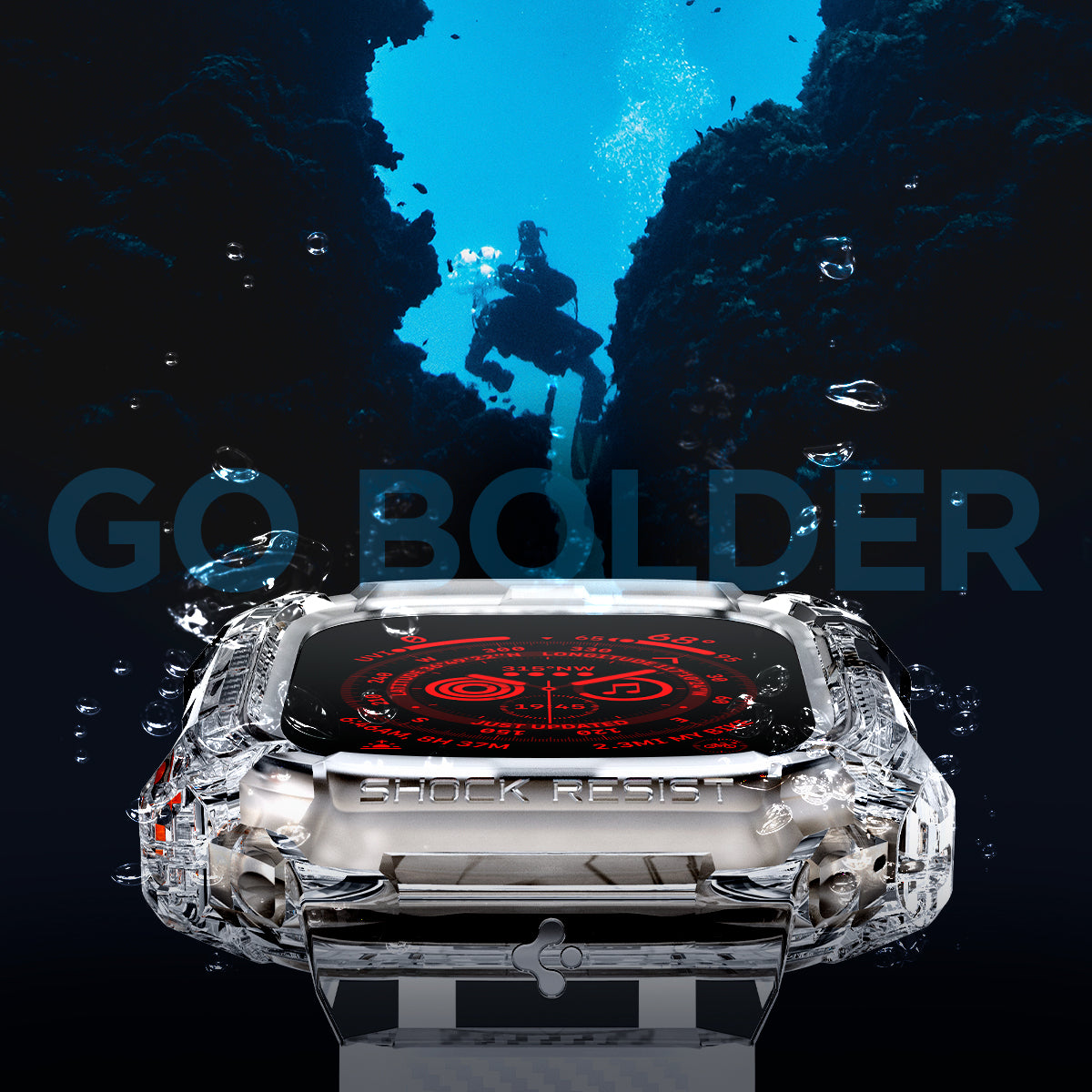 ACS05461 - Apple Watch Series (Apple Watch (49mm)) in crystal clear  go bolder. Shows the depths of the sea.