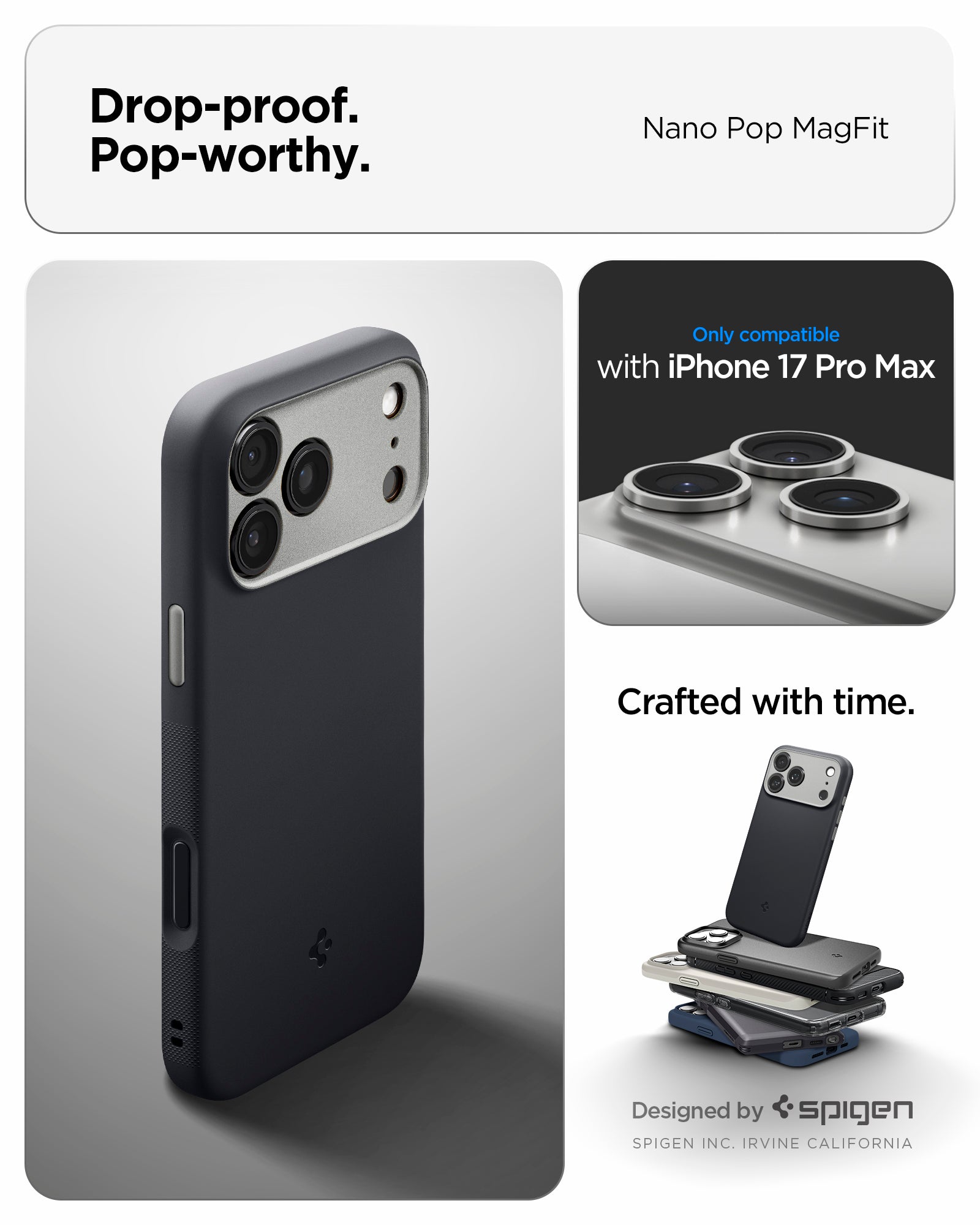 ACS09915 - iPhone 17 Pro Max Case Nano Pop (MagFit) in black sesame 