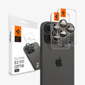 AGL08862 - iPhone 16 Pro Max Optik Pro EZ Fit Lens Protector in Desert Titanium showing the device, two lens protectors and packaging