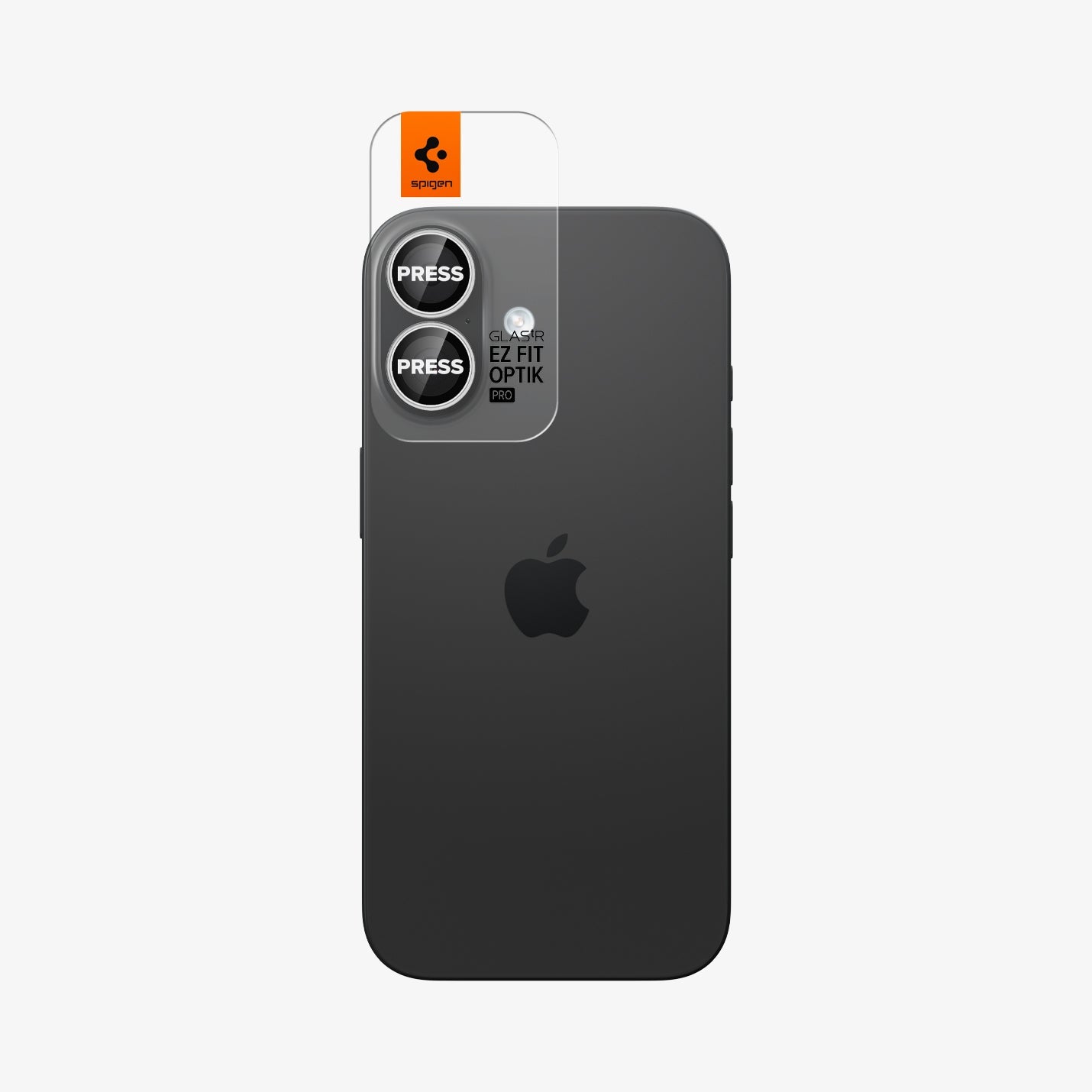 AGL10126 - iPhone 17 Optik Pro EZ Fit Lens Protector in silver showing the back with ez fit tray installed on lens